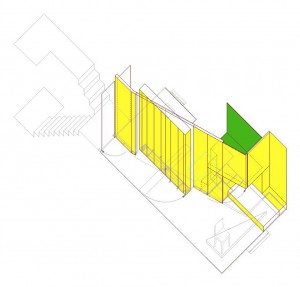 101_axonometric of the dividing wall between the two bedrooms